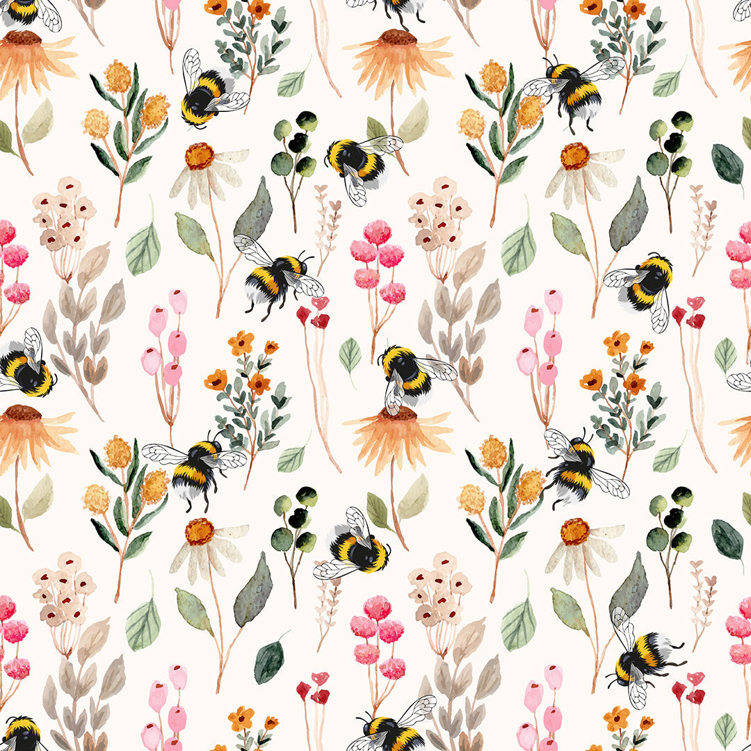 Floral Bees Fabric
