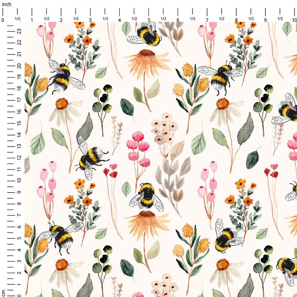 Floral Bees Fabric