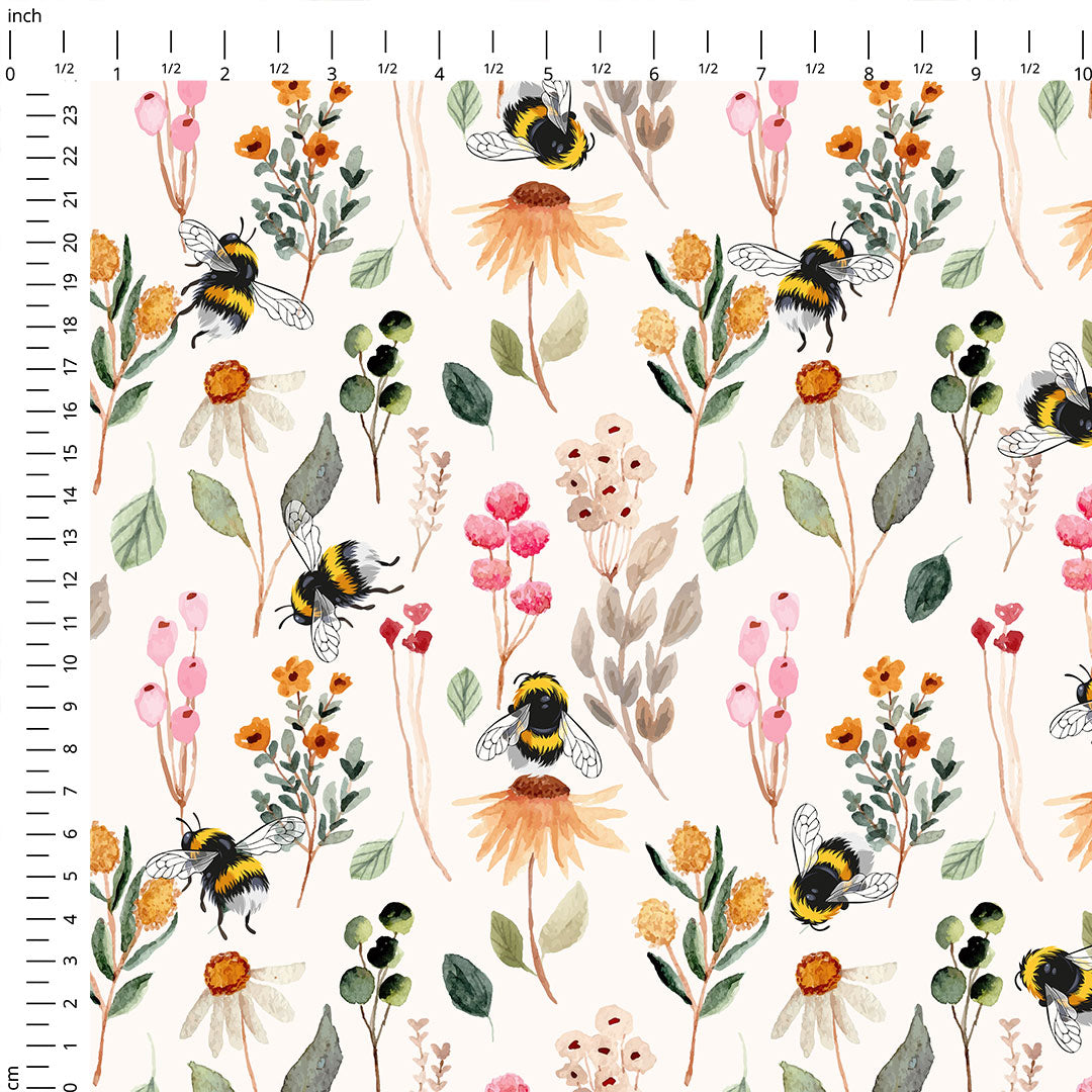 Floral Bees Fabric