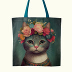 TOTE Floral Cat 1 Fabric Bag Panel
