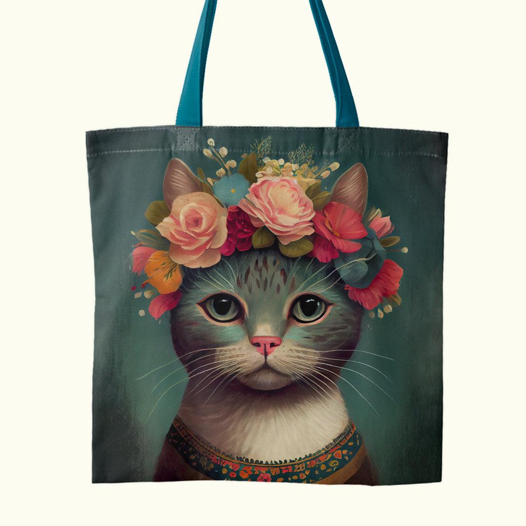 TOTE Floral Cat 1 Fabric Bag Panel