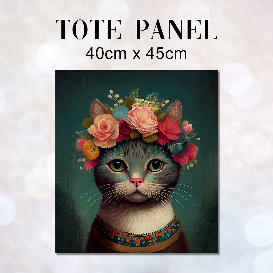 TOTE Floral Cat 1 Fabric Bag Panel