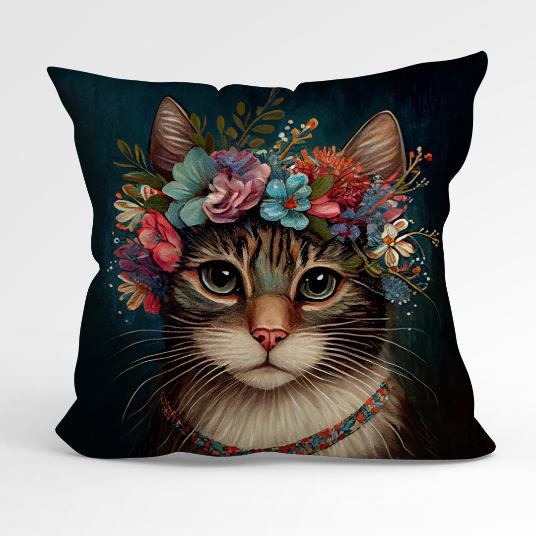 CUSHION Fabric Panel Floral Cat 2