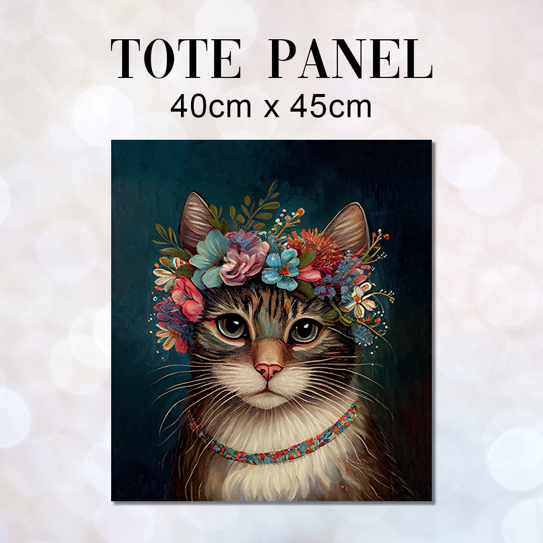 TOTE Floral Cat 2 Fabric Bag Panel
