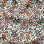Floral Cats Fabric