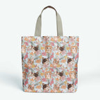 Floral Cats Blue Fabric