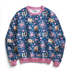 Floral Cows Navy Fabric