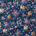 Floral Cows Navy Fabric