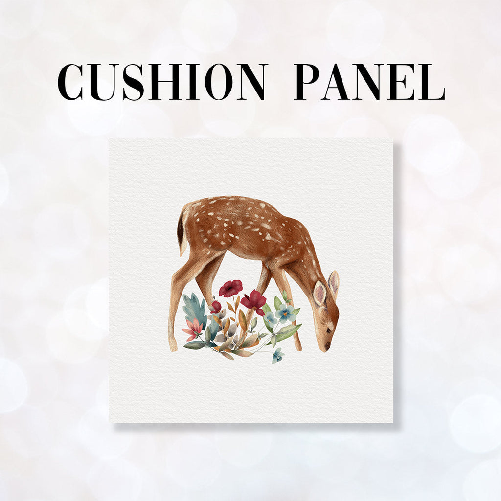 CUSHION Fabric Panel Floral Deer