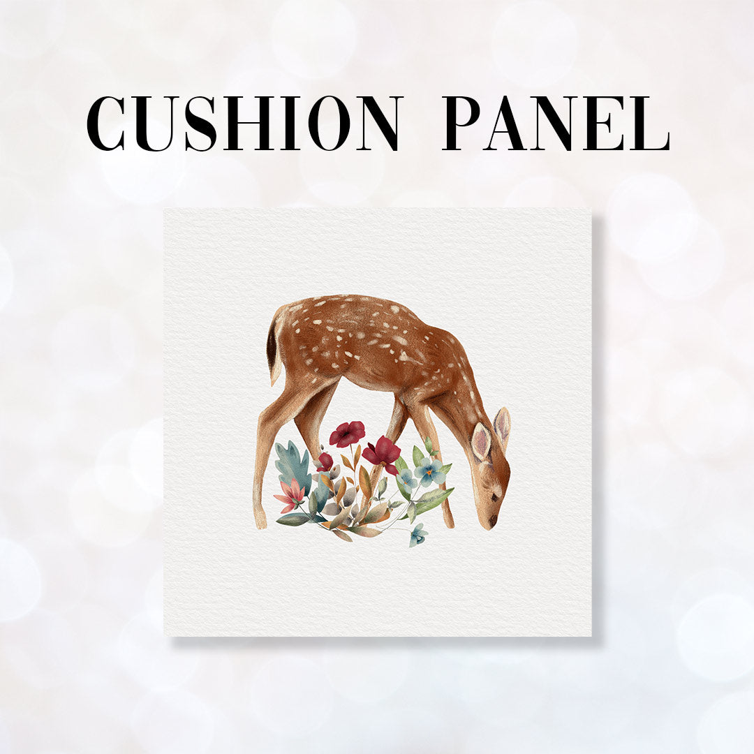 CUSHION Fabric Panel Floral Deer