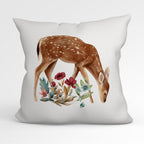 CUSHION Fabric Panel Floral Deer