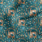 Floral Deer Teal Fabric