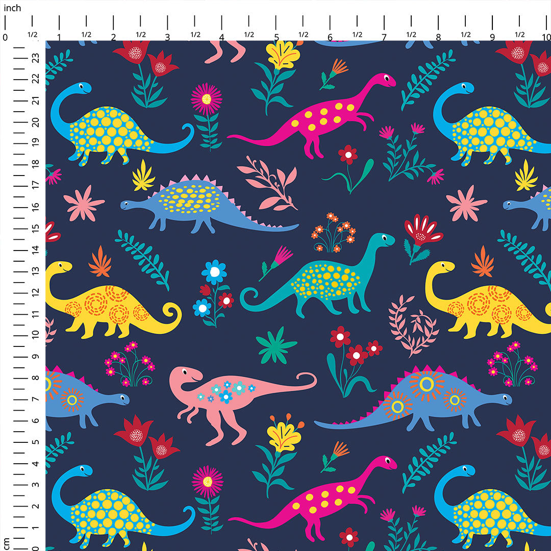 Floral Dinosaurs Fabric