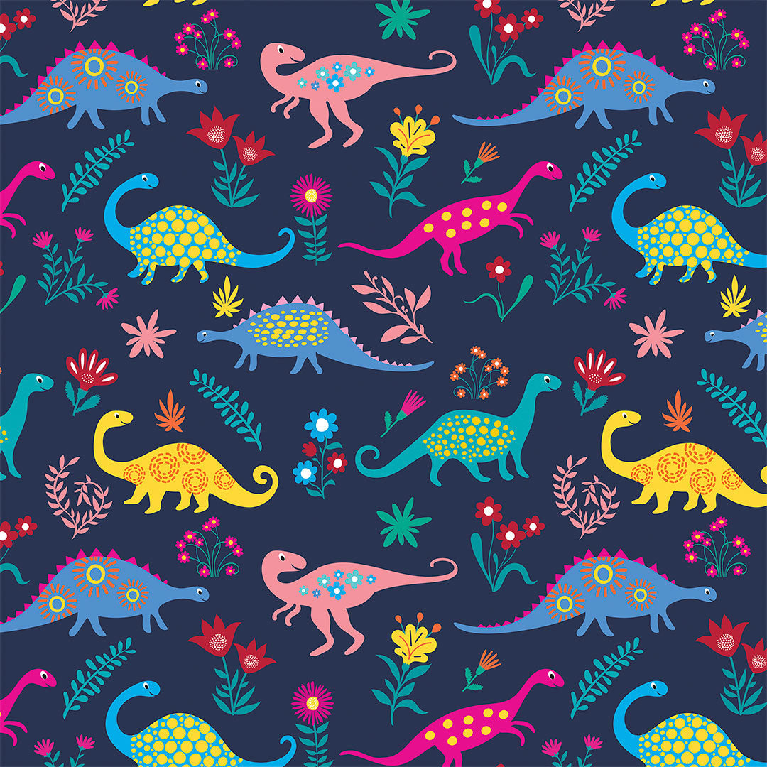 Floral Dinosaurs Fabric