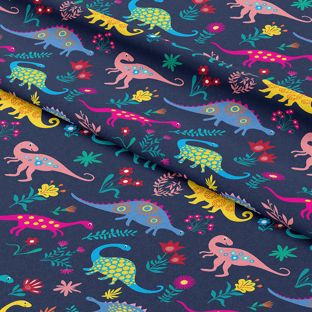 Floral Dinosaurs Fabric