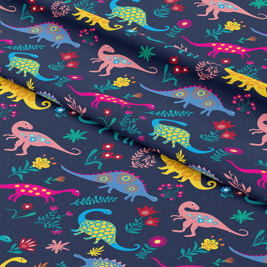 Floral Dinosaurs Fabric