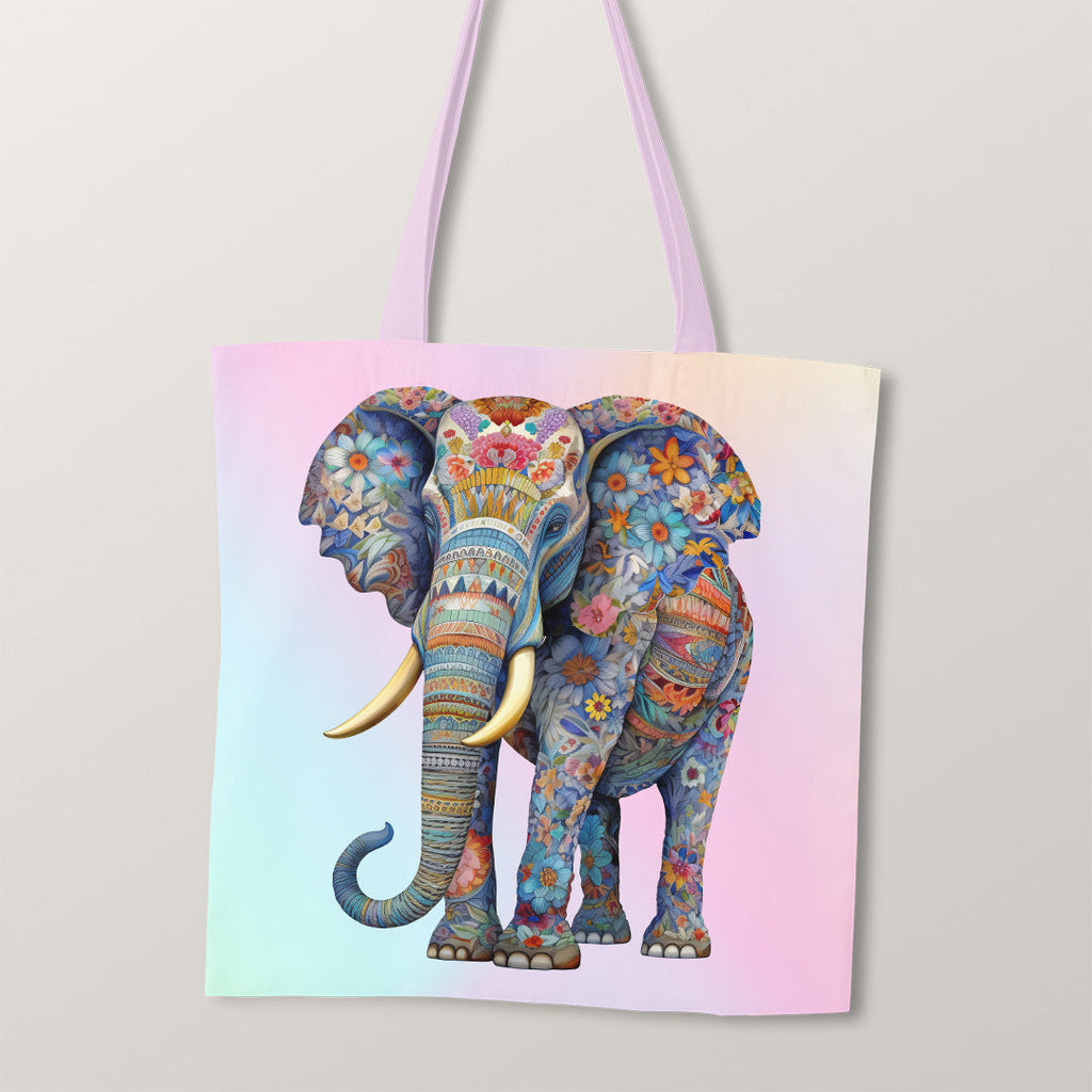 TOTE Floral Elephant Fabric Bag Panel