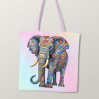 TOTE Floral Elephant Fabric Bag Panel