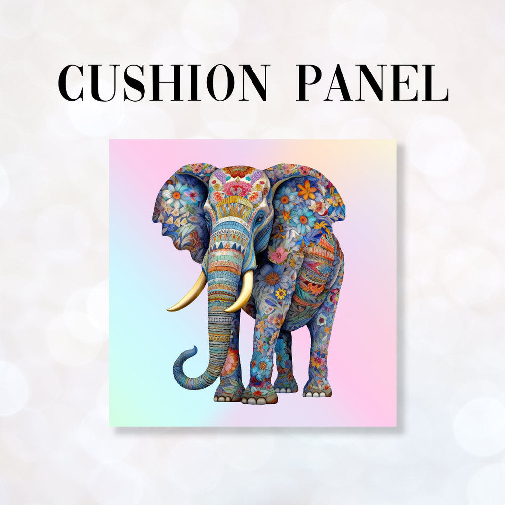 CUSHION Fabric Panel Floral Elephant