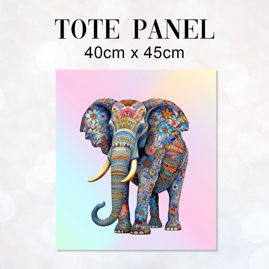 TOTE Floral Elephant Fabric Bag Panel