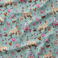 Floral Goats Mint Fabric