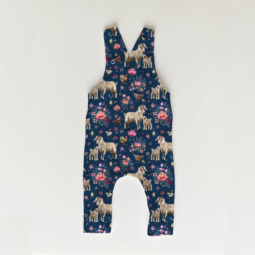 Floral Goats Navy Fabric
