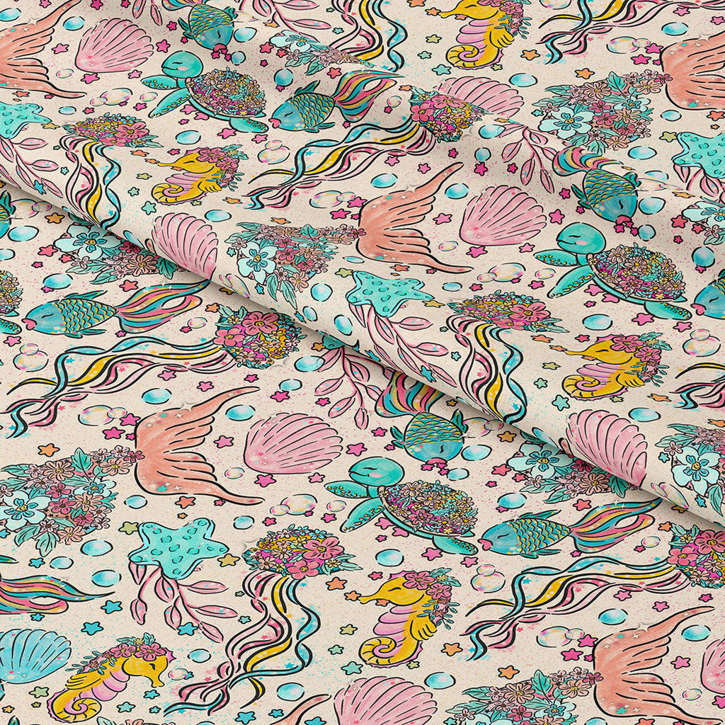 Floral Ocean Cream Fabric