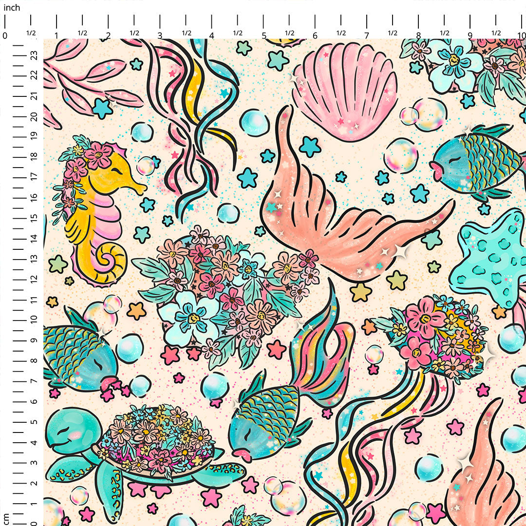 Floral Ocean Cream Fabric