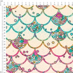 Floral Ocean Scales Cream Fabric