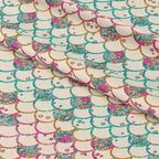 Floral Ocean Scales Cream Fabric