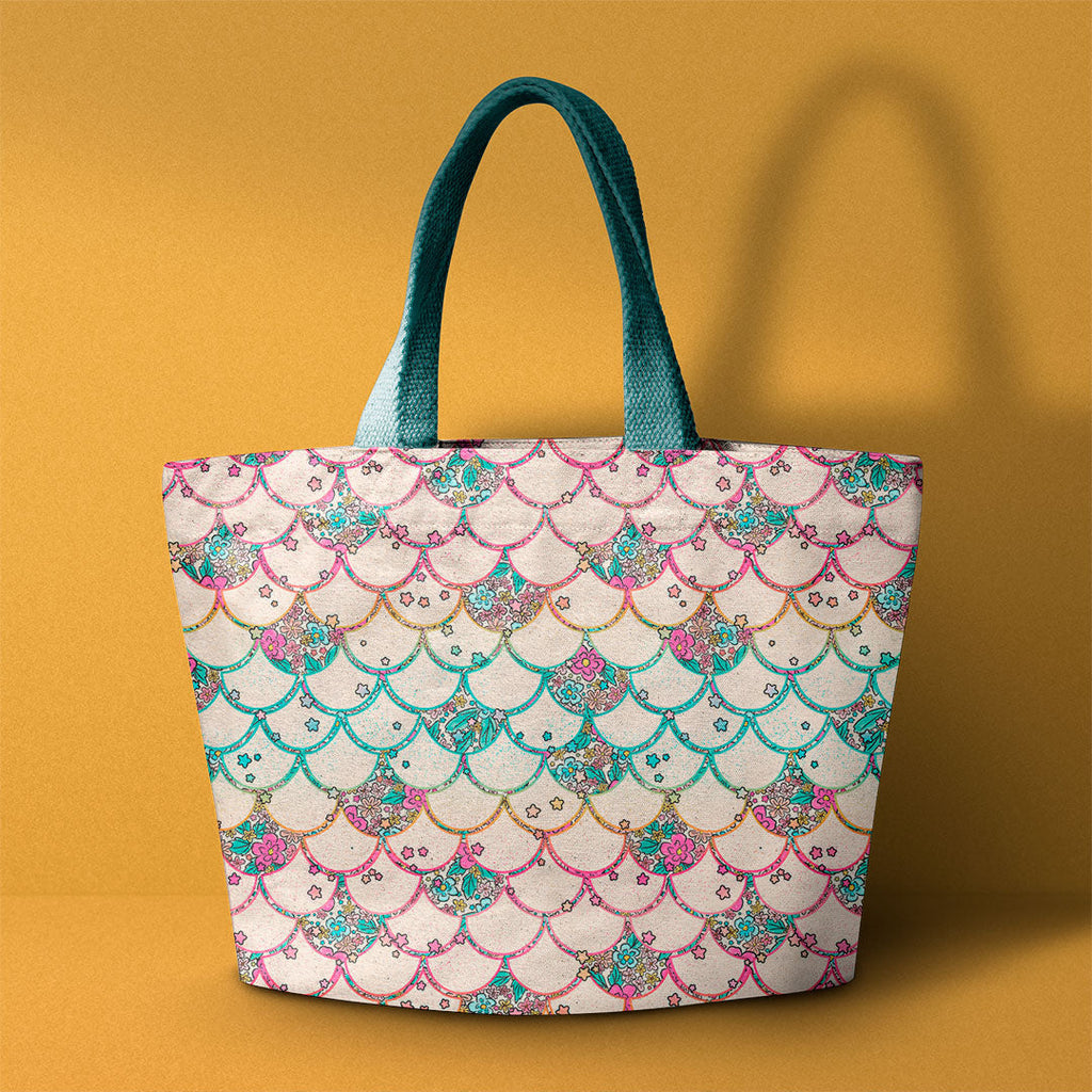 Floral Ocean Scales Cream Fabric