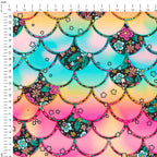Floral Ocean Scales Rainbow Fabric
