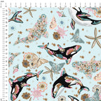 Floral Orcas Blue Fabric