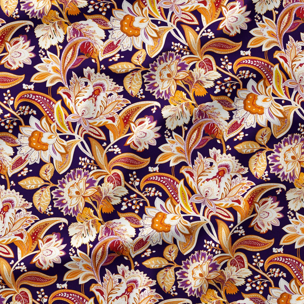 Floral Paisley on Navy Fabric