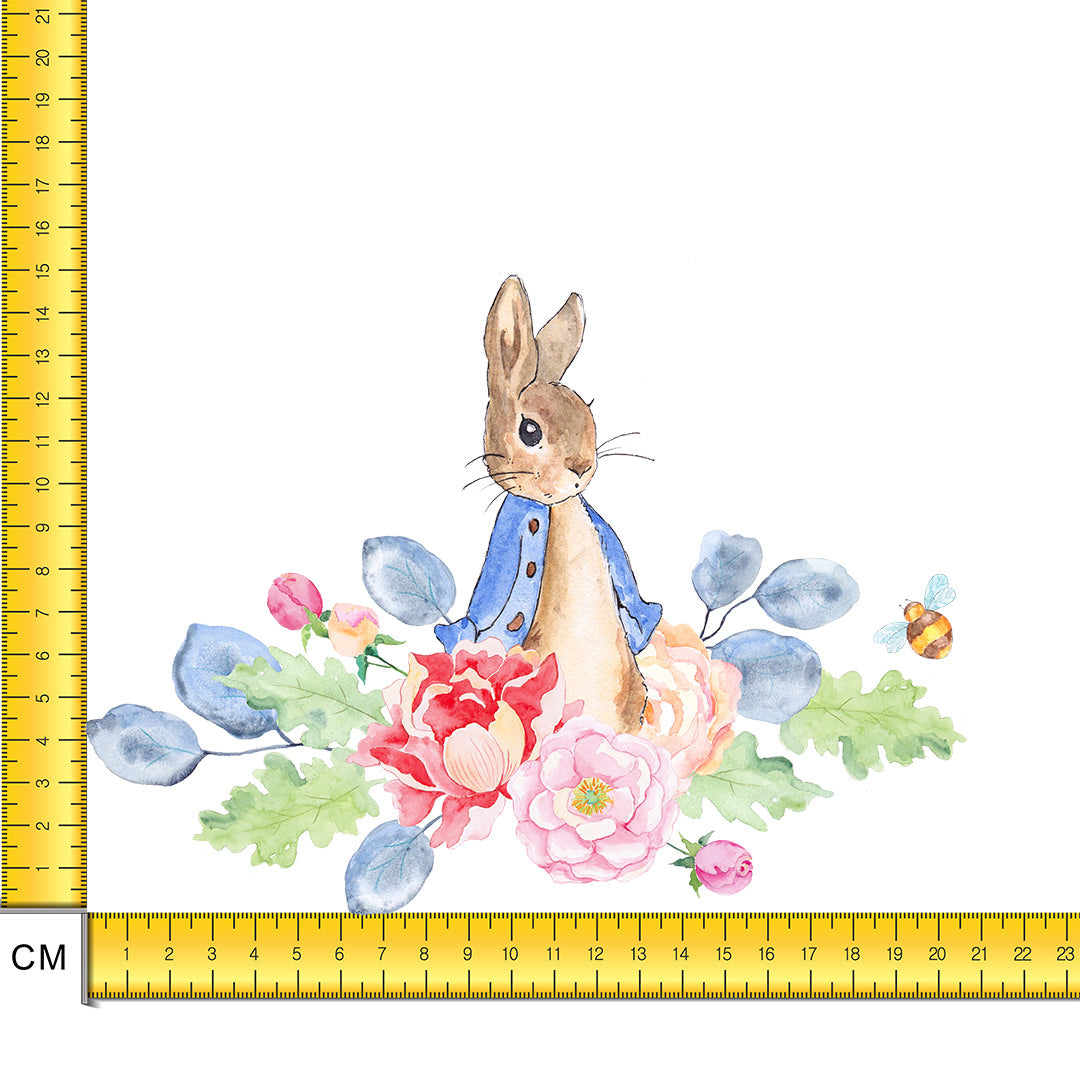 Floral Rabbit Iron on Fabric Heat Transfer DTF-135