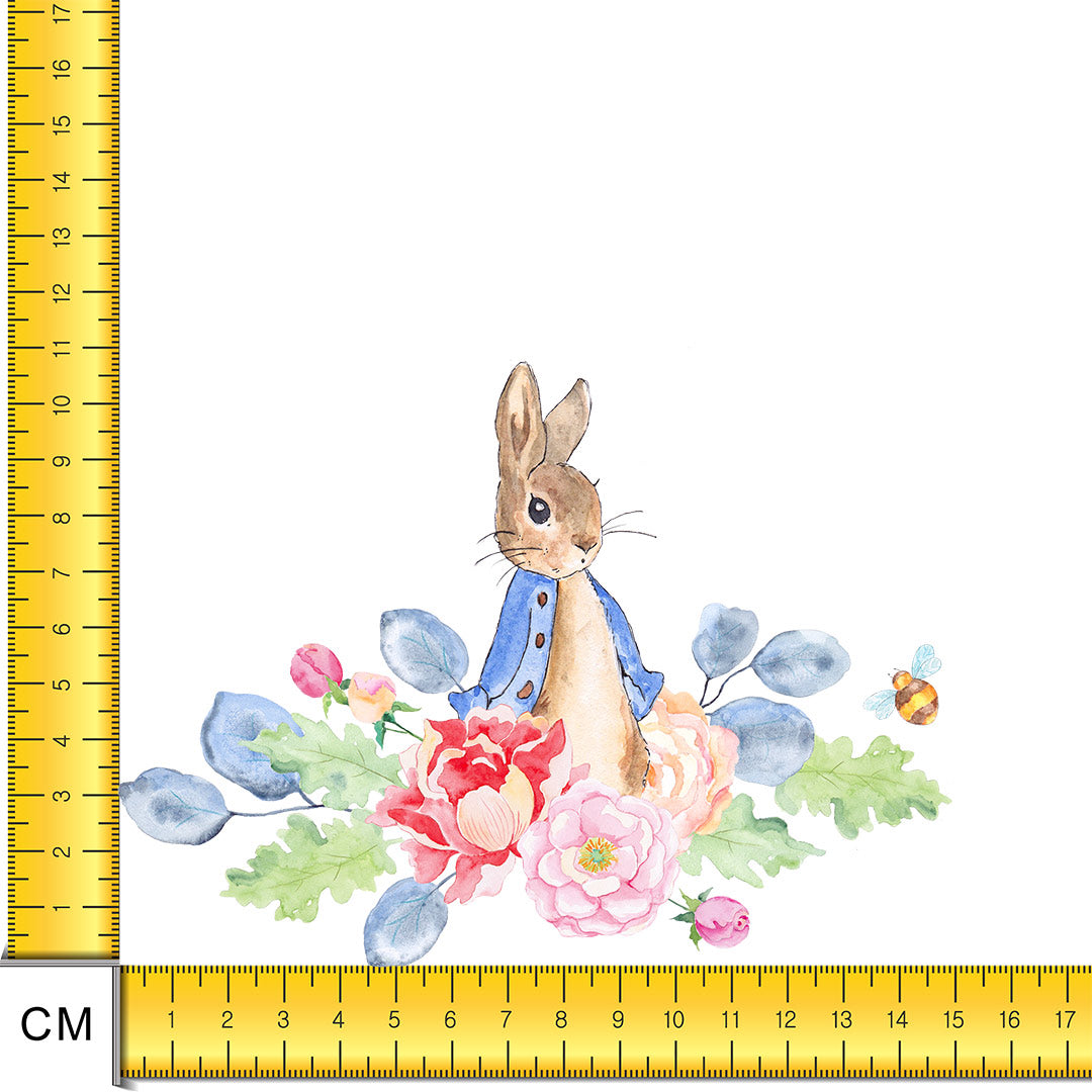 Floral Rabbit Iron on Fabric Heat Transfer DTF-135