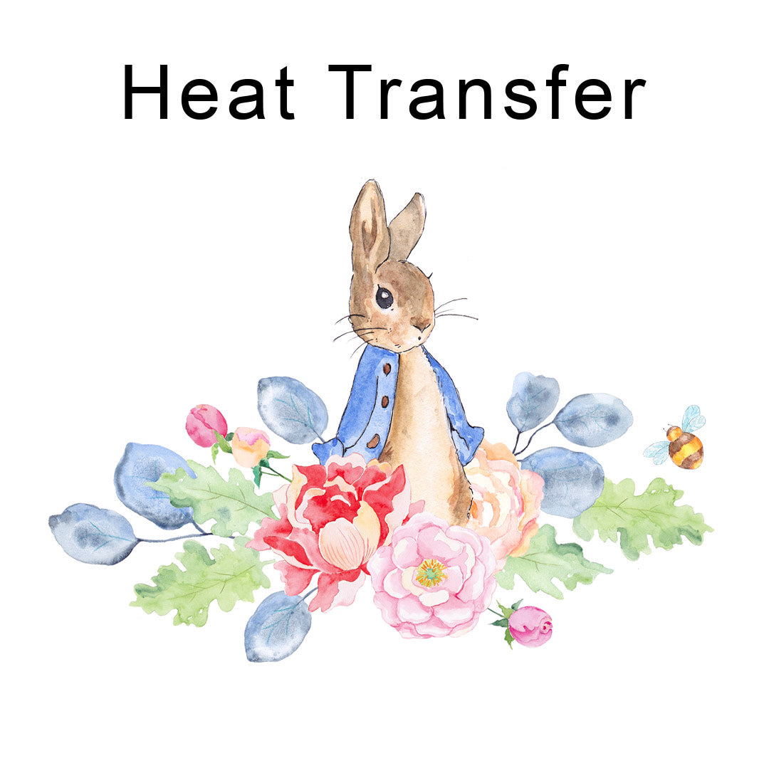 Floral Rabbit Iron on Fabric Heat Transfer DTF-135