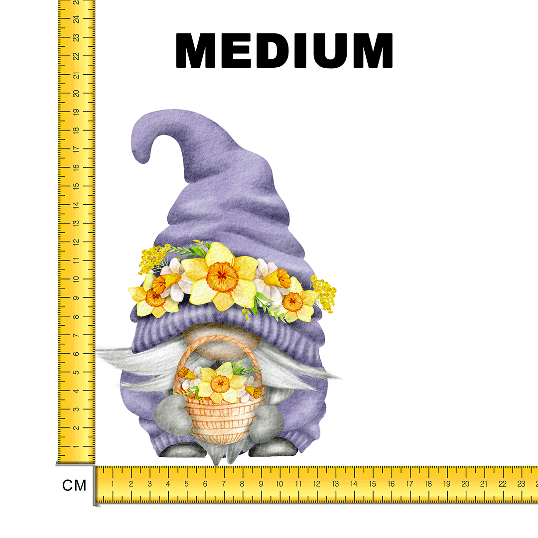 Flower Basket Gnome Iron on Fabric Heat Transfer DTF-110