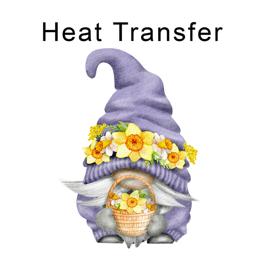 Flower Basket Gnome Iron on Fabric Heat Transfer DTF-110