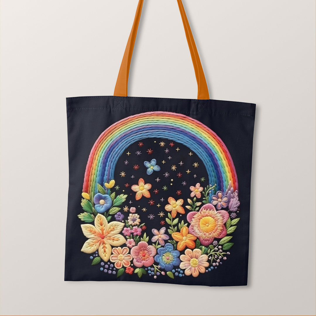 TOTE Flowers and Rainbows Fabric Bag Panel