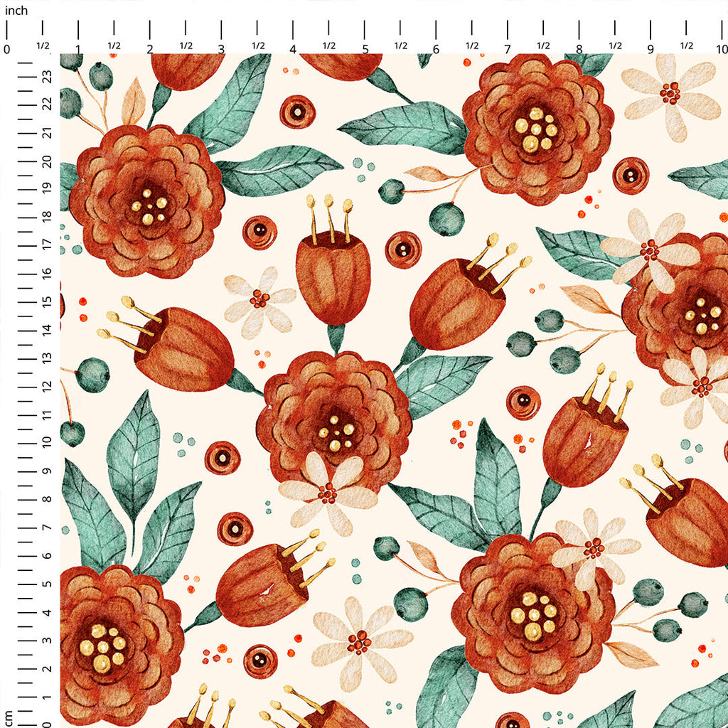Flowers Cream Fabric