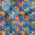 Flowers On Denim Fabric