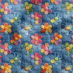 Flowers On Denim Fabric