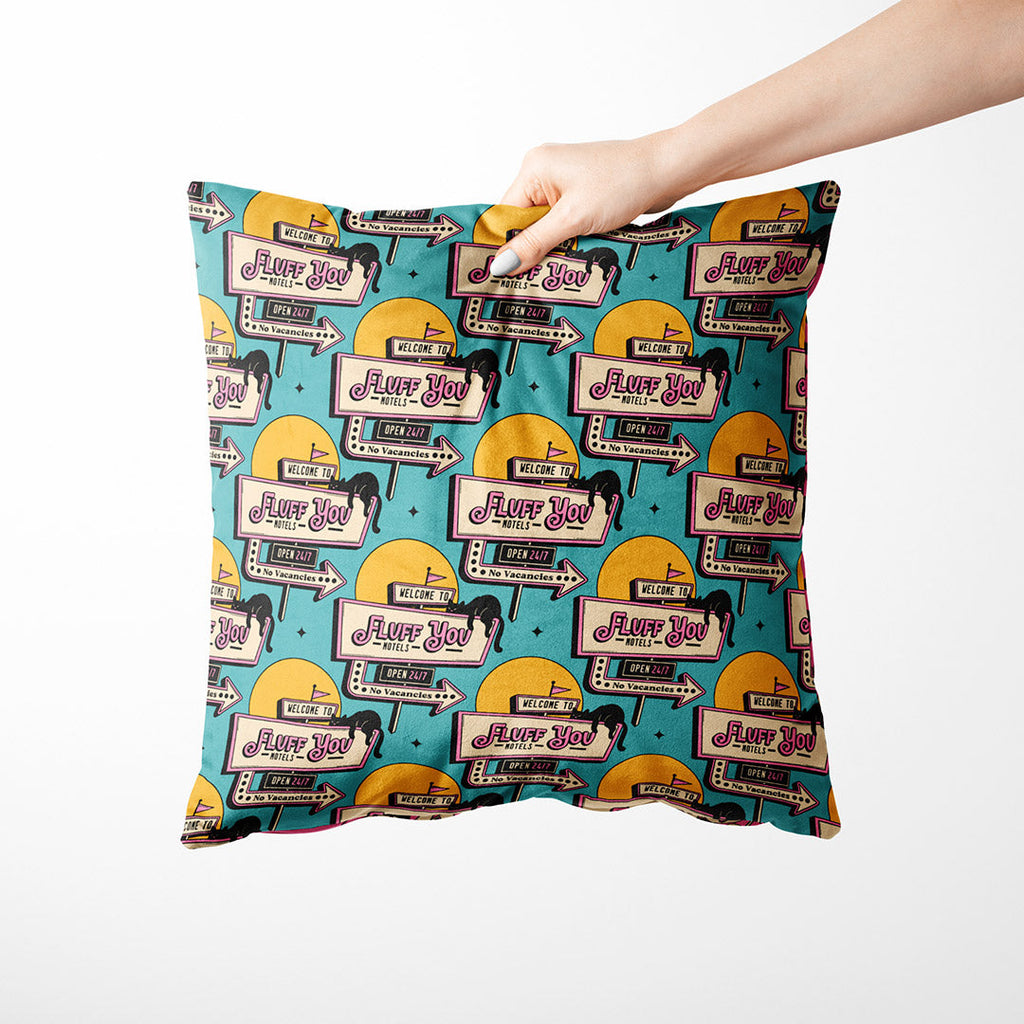 Fluff You Cat Blue Fabric