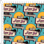Fluff You Cat Blue Fabric