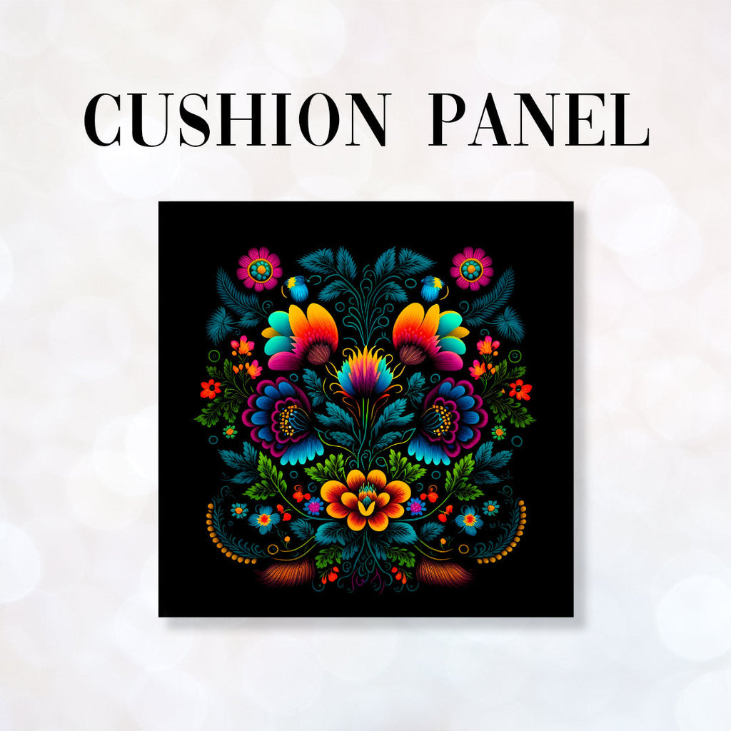 CUSHION Fabric Panel Folk Black