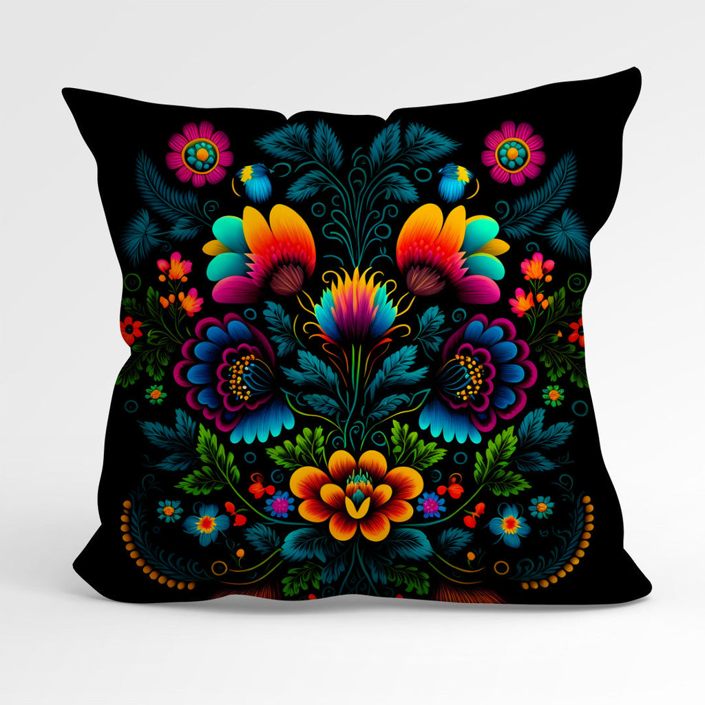 CUSHION Fabric Panel Folk Black