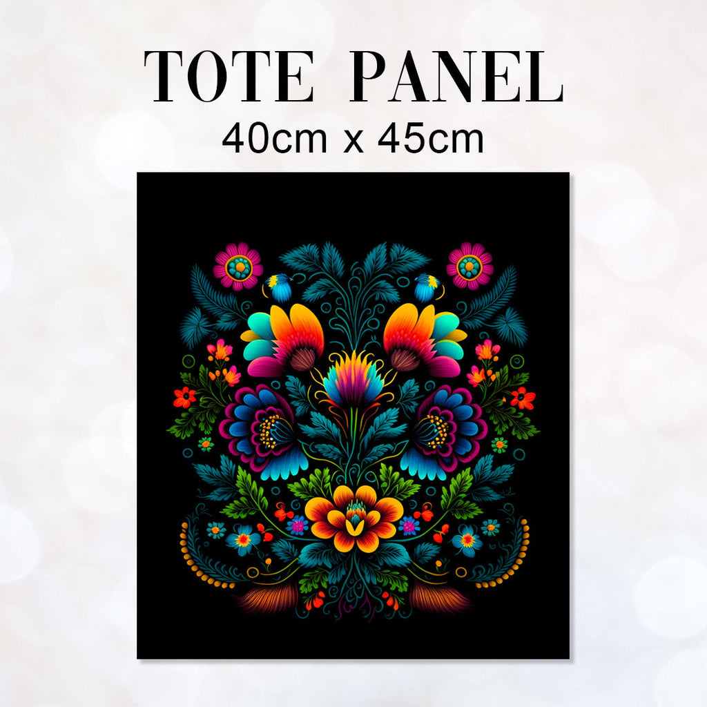 TOTE Folk Black Fabric Bag Panel