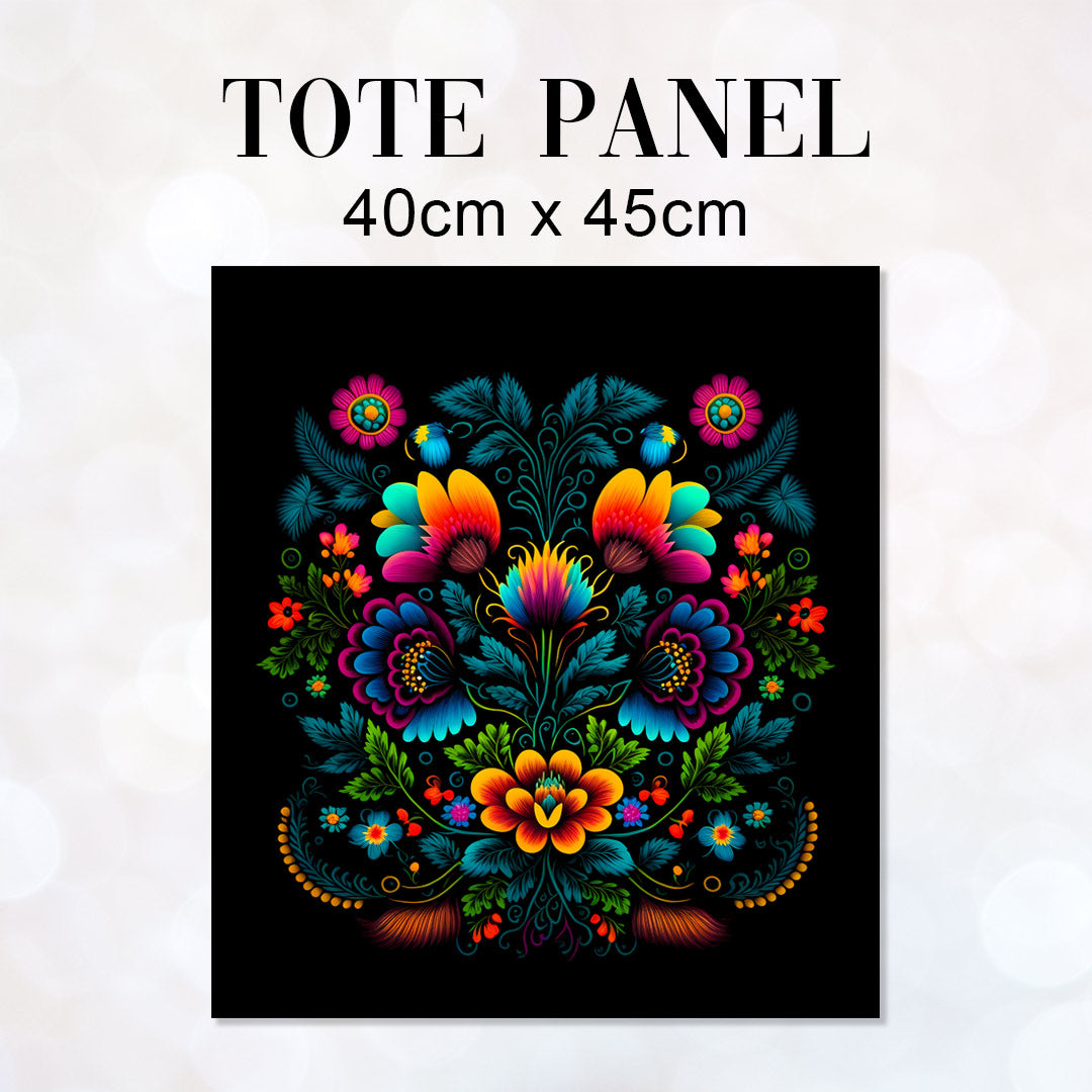 TOTE Folk Black Fabric Bag Panel