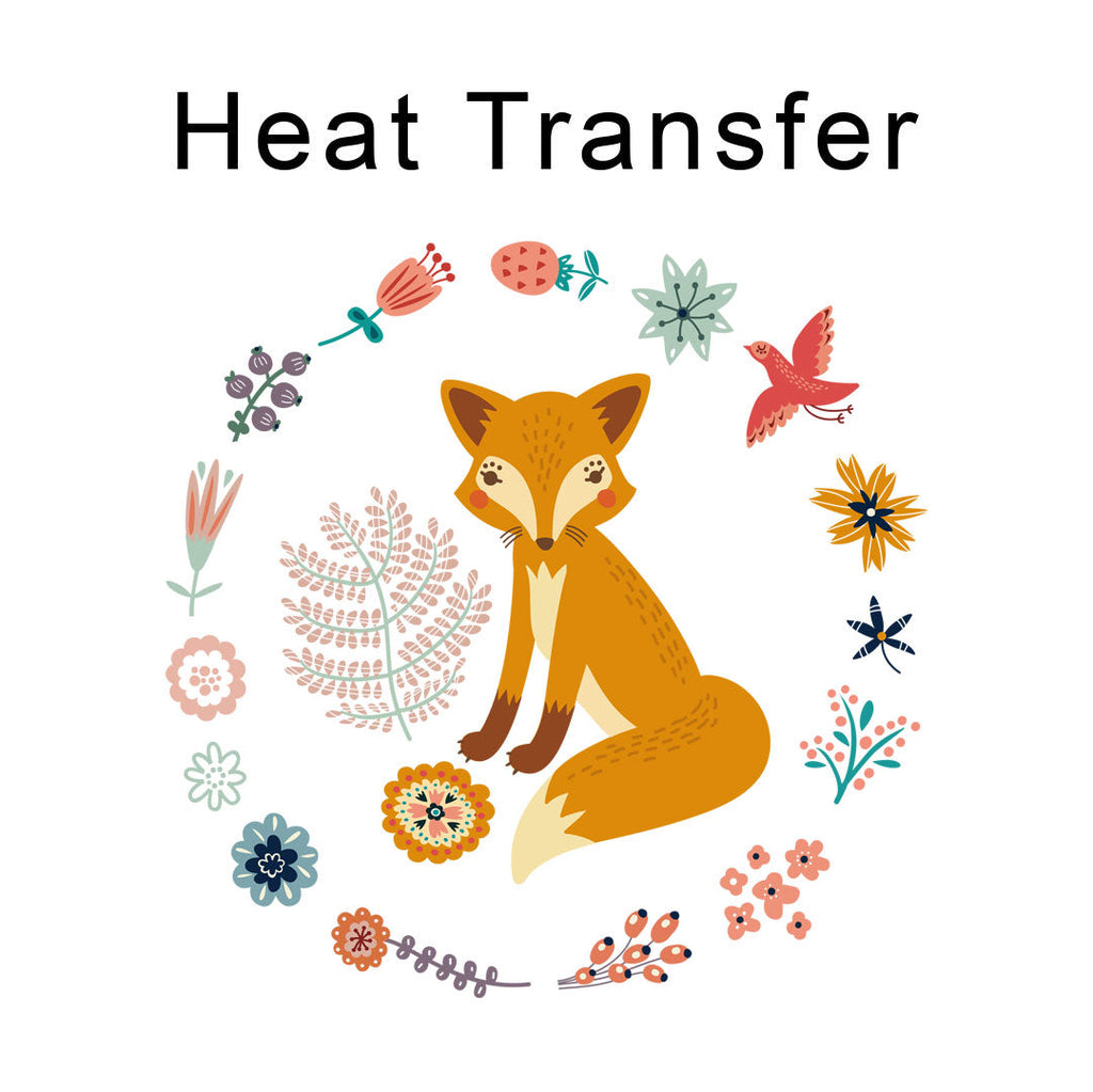 Fox and Flowers Iron on fabric heat transfer DTF-61